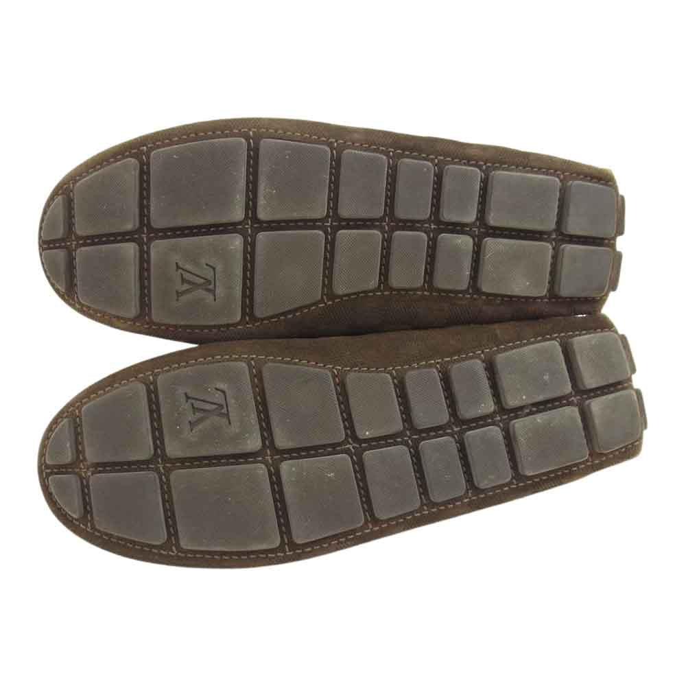 LOUIS VUITTON ルイ・ヴィトン ダミエ レザー スエード スリッポン ドライビング シューズ ダークブラウン系 7【中古】
