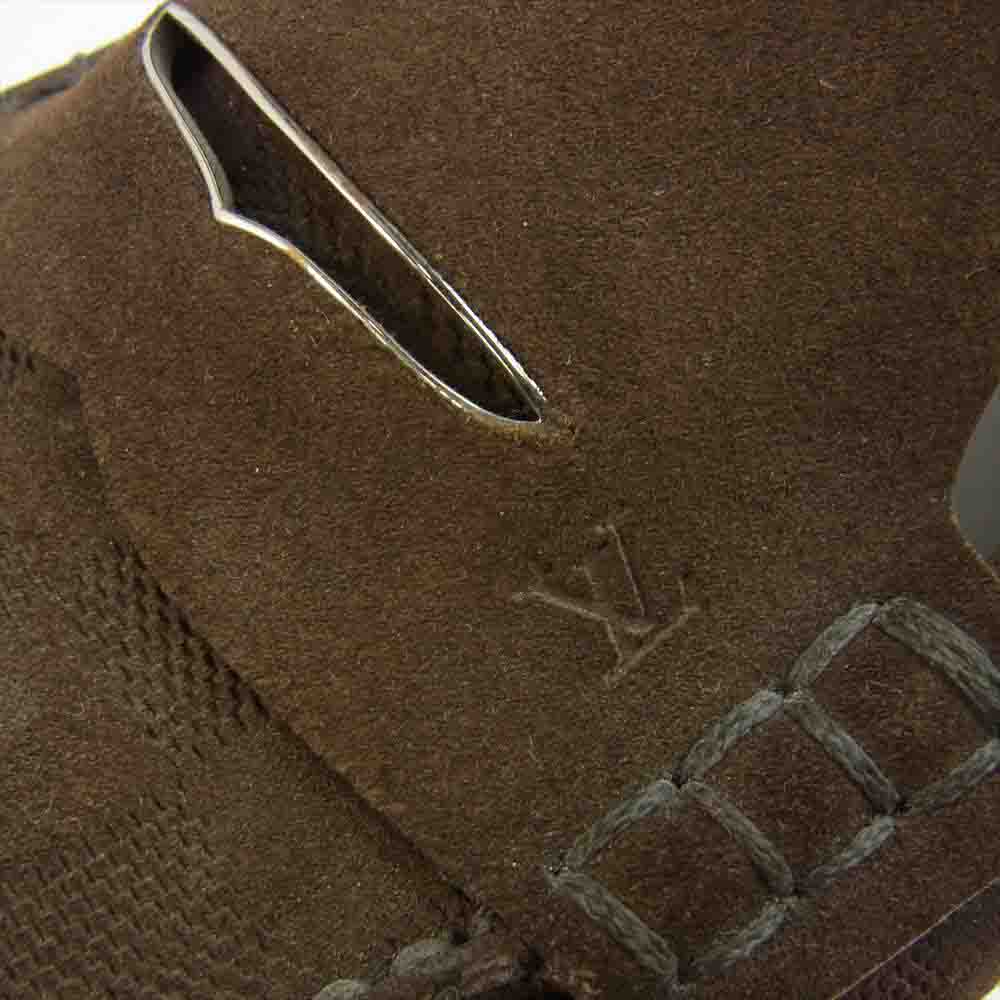 LOUIS VUITTON ルイ・ヴィトン ダミエ レザー スエード スリッポン ドライビング シューズ ダークブラウン系 7【中古】