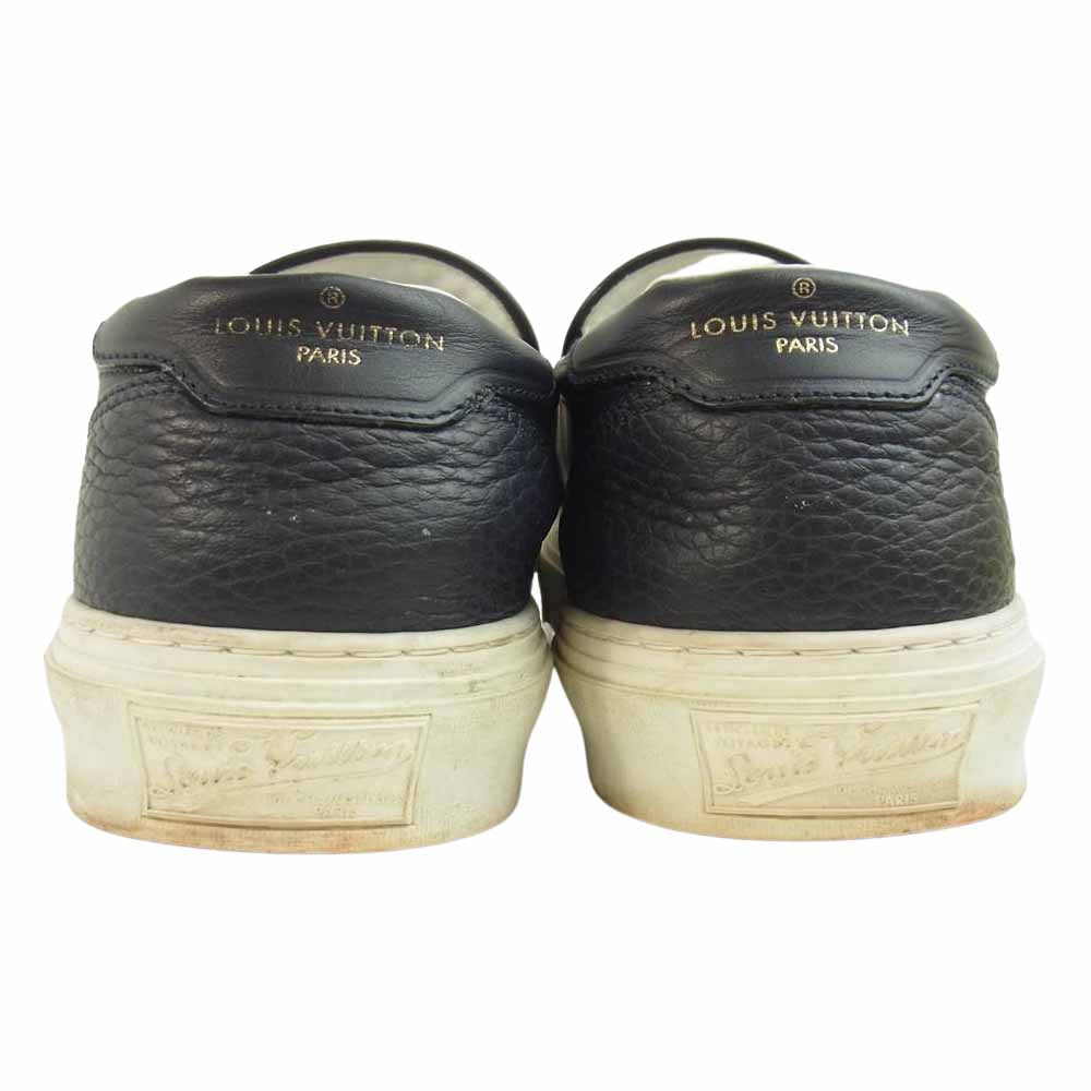 LOUIS VUITTON ルイ・ヴィトン LVロゴ レザー スリッポン スニーカー ネイビー系 6【中古】