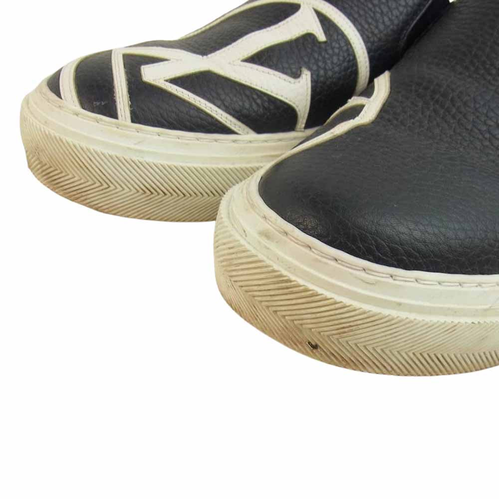 LOUIS VUITTON ルイ・ヴィトン LVロゴ レザー スリッポン スニーカー ネイビー系 6【中古】