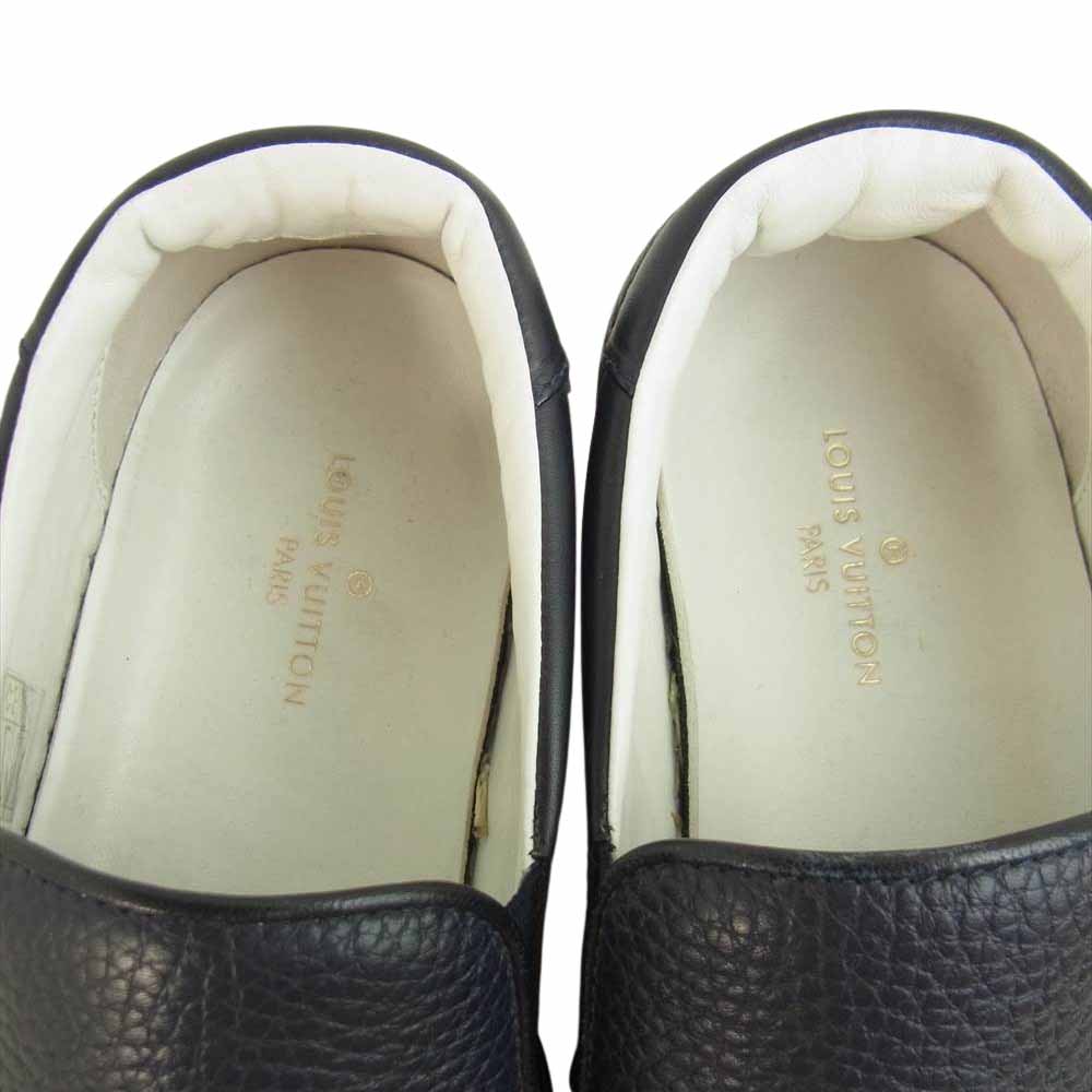 LOUIS VUITTON ルイ・ヴィトン LVロゴ レザー スリッポン スニーカー ネイビー系 6【中古】