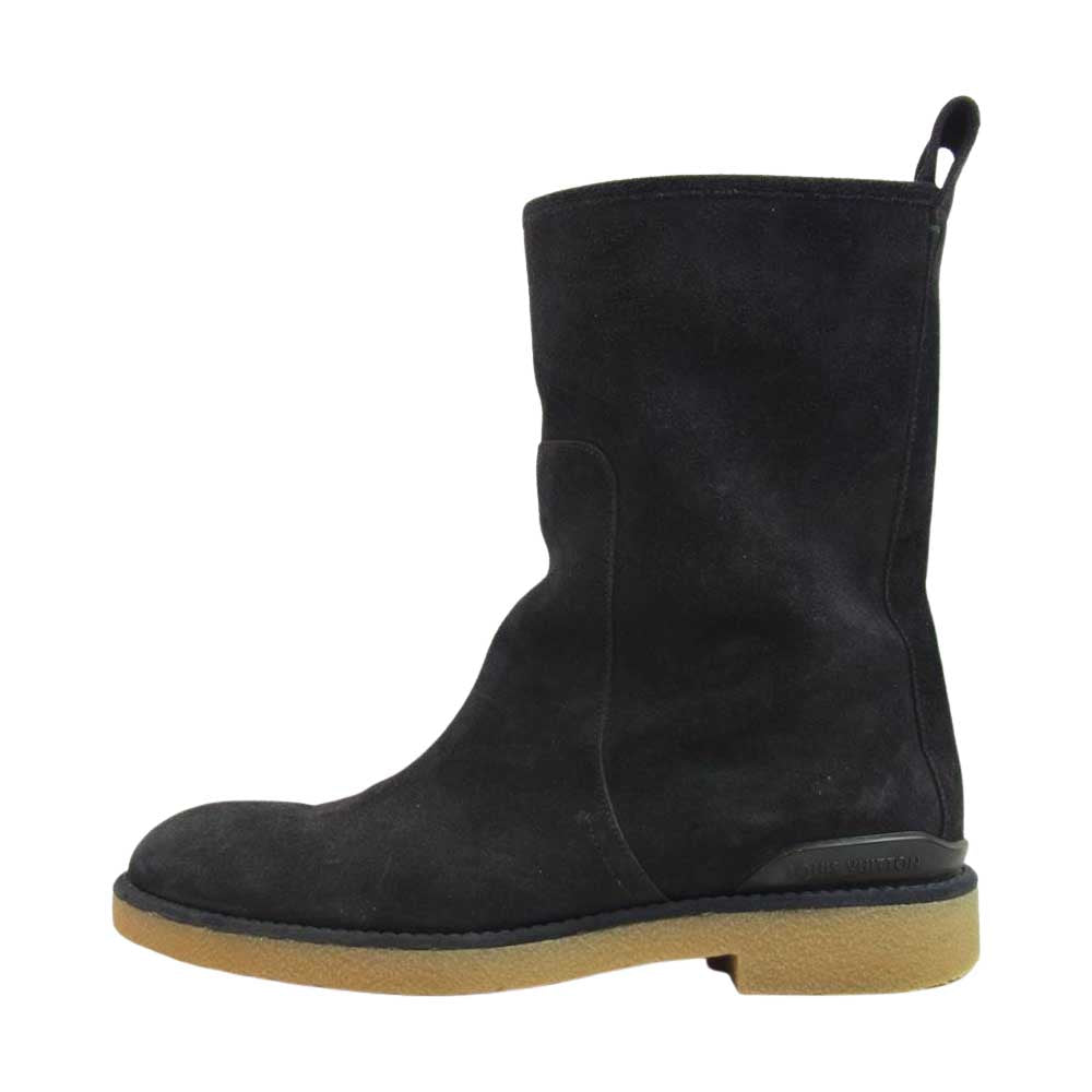LOUIS VUITTON ルイ・ヴィトン レザー スエード ペコス ミドル ブーツ ブラック系 6【中古】