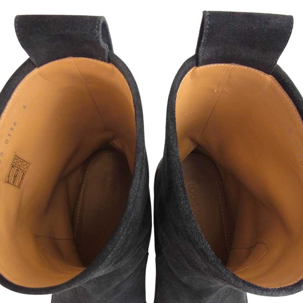 LOUIS VUITTON ルイ・ヴィトン レザー スエード ペコス ミドル ブーツ ブラック系 6【中古】