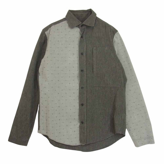 LOUIS VUITTON ルイ・ヴィトン 国内正規品 モノグラム切替 長袖 シャツ グレー系 S【中古】