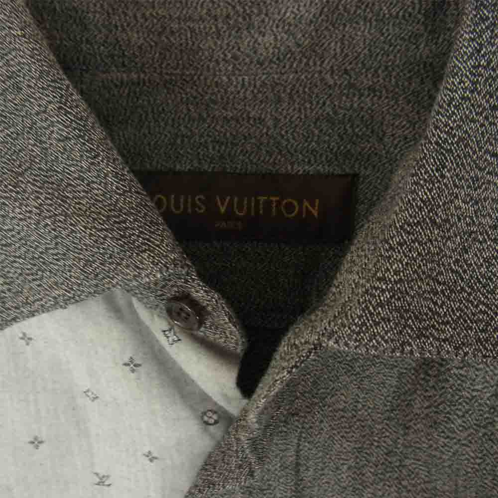 LOUIS VUITTON ルイ・ヴィトン 国内正規品 モノグラム切替 長袖 シャツ グレー系 S【中古】
