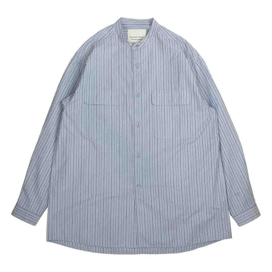 WHITE MOUNTAINEERING ホワイトマウンテニアリング RW2171104 STRIPE BAND COLLAR LONG SLEEVES SHIRT ストライプ バンドカラー ロング スリーブ 長袖シャツ ブルー系【新古品】【未使用】【中古】