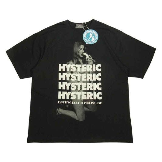 HYSTERIC GLAMOUR ヒステリックグラマー 02221CT36 DIZZY＆MILKY プリント Tシャツ ブラック ブラック系 L【新古品】【未使用】【中古】