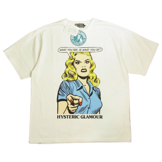 HYSTERIC GLAMOUR ヒステリックグラマー 02221CT15 DIZZY＆MILKY プリント Tシャツ ホワイト ホワイト系 L【新古品】【未使用】【中古】