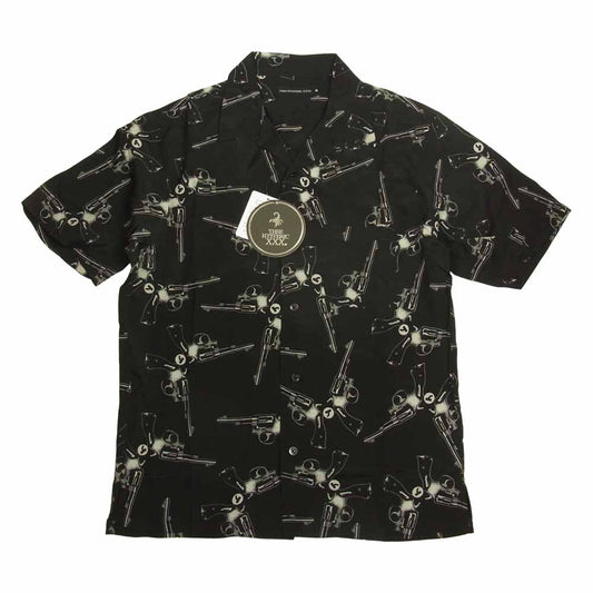 HYSTERIC GLAMOUR ヒステリックグラマー 06221AH02 BUTTERFLY バタフライ ピストル 開襟 アロハ シャツ ブラック系 M【新古品】【未使用】【中古】