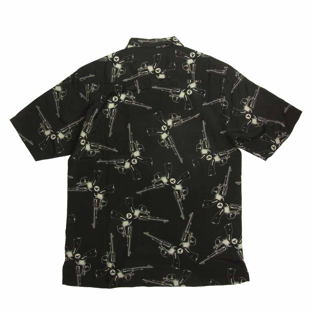 HYSTERIC GLAMOUR ヒステリックグラマー 06221AH02 BUTTERFLY バタフライ ピストル 開襟 アロハ シャツ ブラック系 M【新古品】【未使用】【中古】