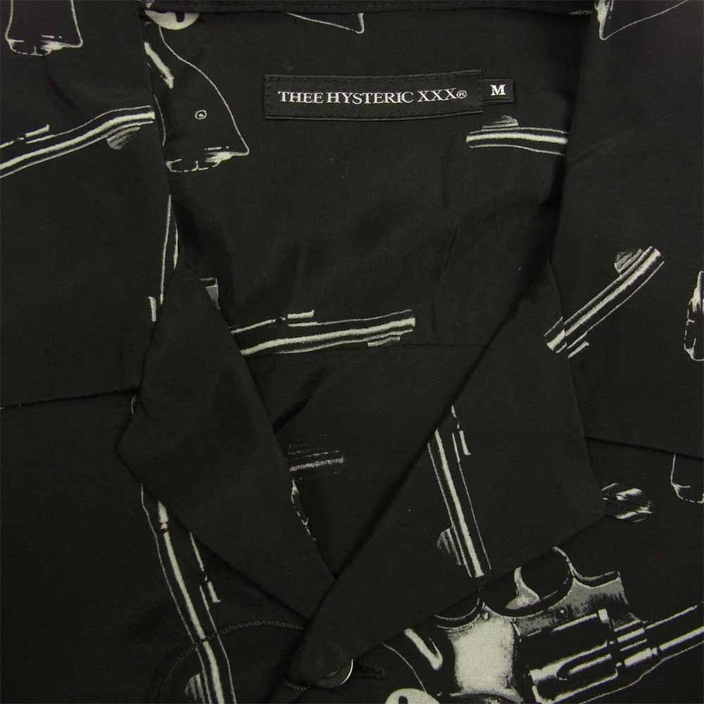 HYSTERIC GLAMOUR ヒステリックグラマー 06221AH02 BUTTERFLY バタフライ ピストル 開襟 アロハ シャツ ブラック系 M【新古品】【未使用】【中古】