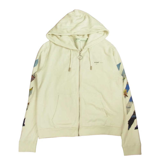 OFF-WHITE オフホワイト 19SS 0MBE001R190030120288 DIAG COLORED ARROW ZIP HOODIE ジップ フーディ パーカー ベージュ系 L【中古】