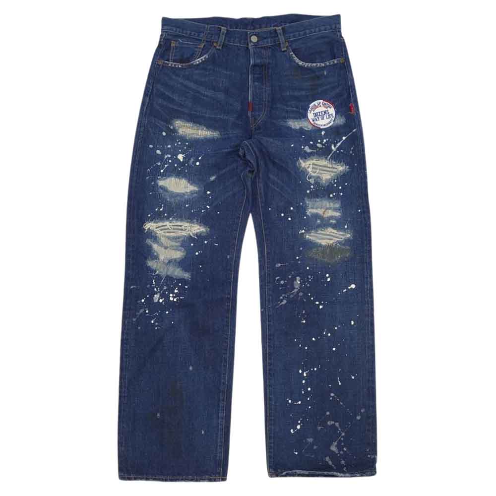 WTAPS ダブルタップス DCDT-PT-M02 BLUES ブルース クラッシュ加工 ワッペン デニム パンツ インディゴブルー系 表記無し(W35相当)【中古】