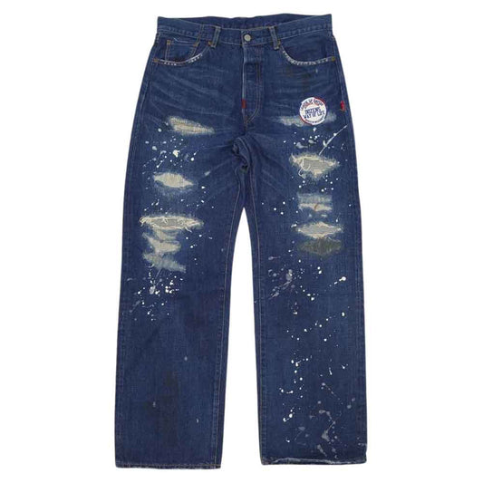 WTAPS ダブルタップス DCDT-PT-M02 BLUES ブルース クラッシュ加工 ワッペン デニム パンツ インディゴブルー系 表記無し(W35相当)【中古】