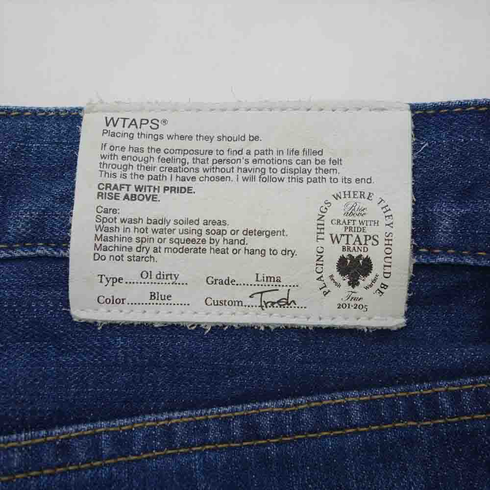 WTAPS ダブルタップス DCDT-PT-M02 BLUES ブルース クラッシュ加工 ワッペン デニム パンツ インディゴブルー系 表記無し(W35相当)【中古】