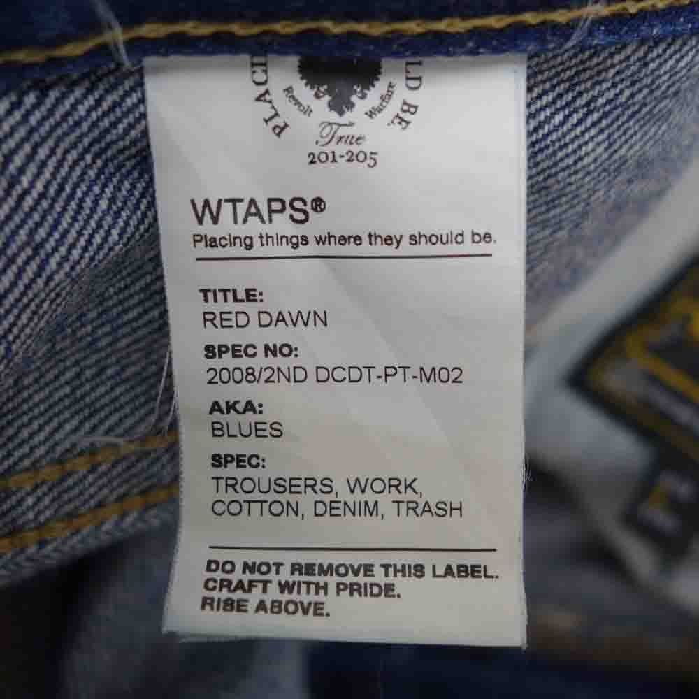 WTAPS ダブルタップス DCDT-PT-M02 BLUES ブルース クラッシュ加工 ワッペン デニム パンツ インディゴブルー系 表記無し(W35相当)【中古】