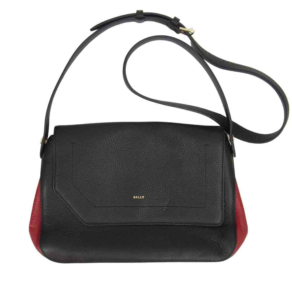 BALLY バリー BEZIN Striped Grained Leather ショルダーバッグ ブラック系【中古】