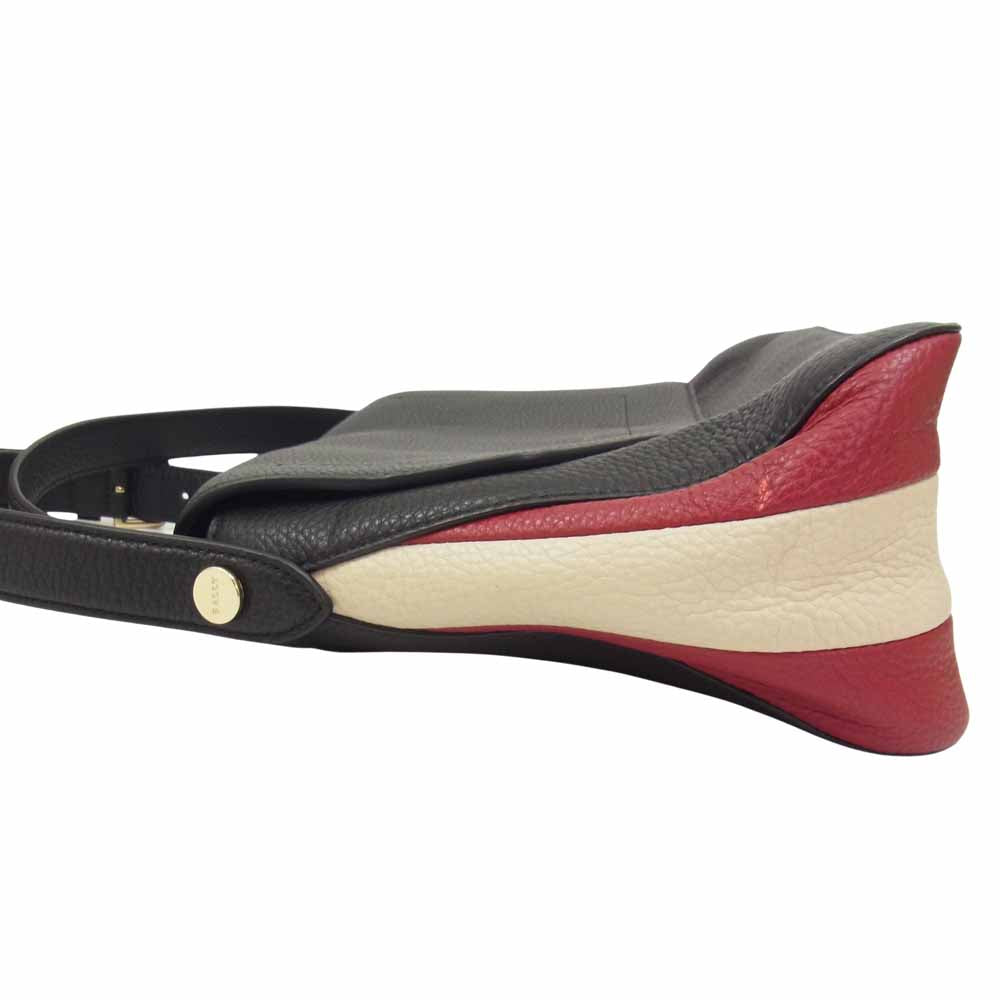 BALLY バリー BEZIN Striped Grained Leather ショルダーバッグ ブラック系【中古】
