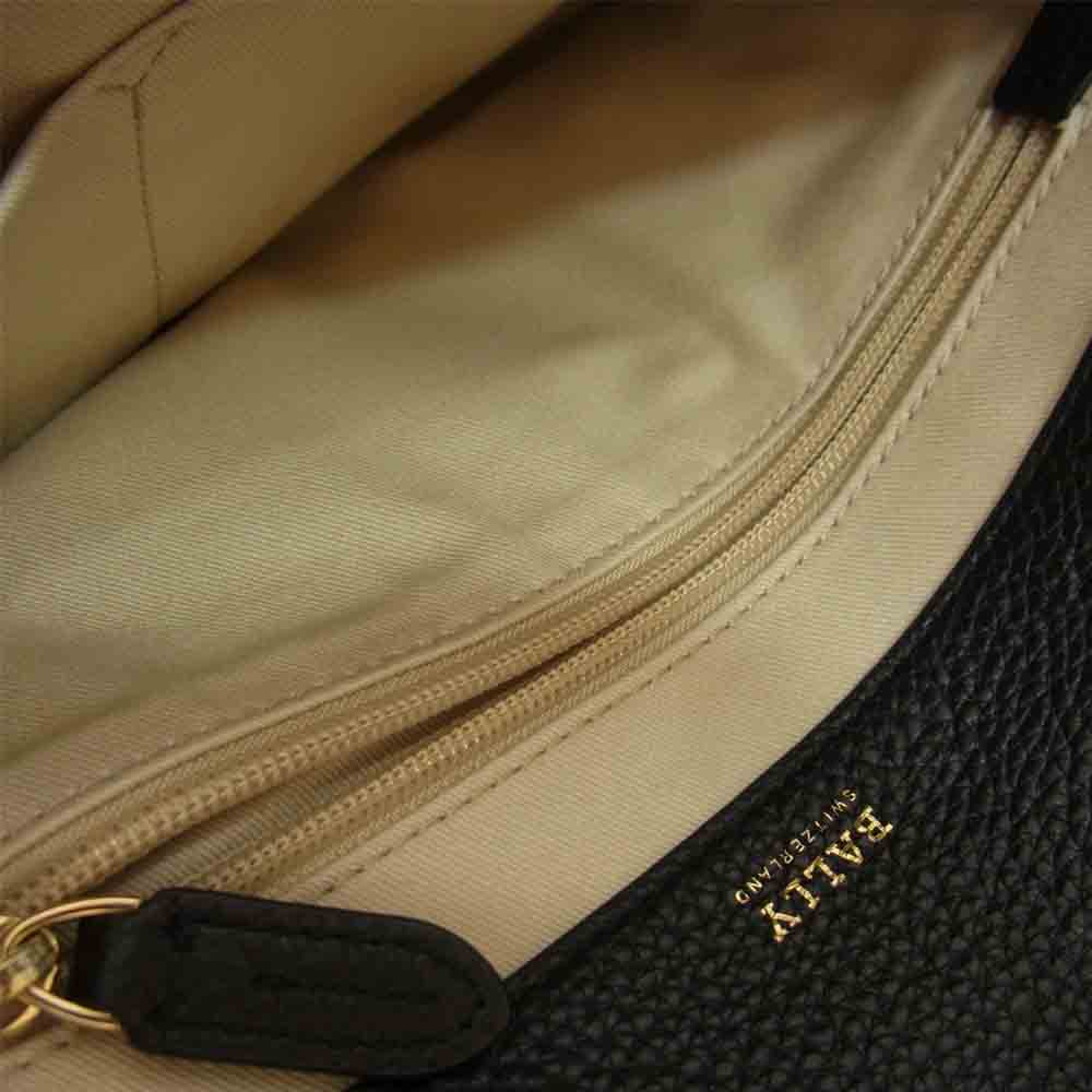 BALLY バリー BEZIN Striped Grained Leather ショルダーバッグ ブラック系【中古】