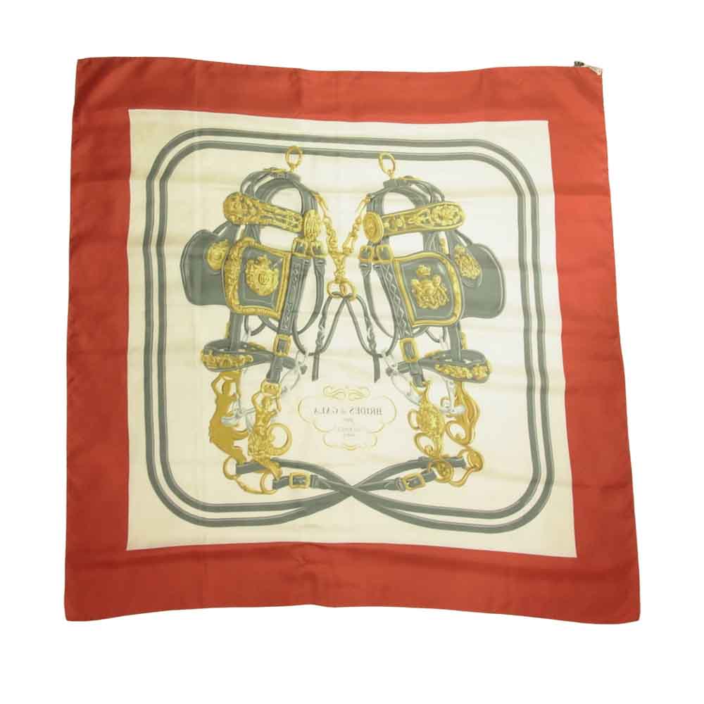 HERMES エルメス  BRIDES de GALA ブリッドドゥガラ シルク スカーフ レッド系【中古】