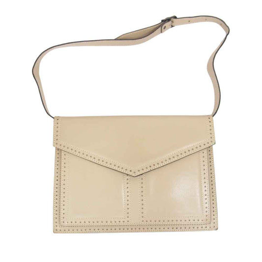 YVES SAINT LAURENT イヴサンローラン レザー プラップ ショルダー バッグ ベージュ系【中古】