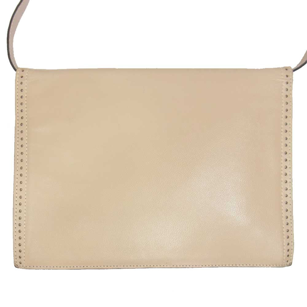YVES SAINT LAURENT イヴサンローラン レザー プラップ ショルダー バッグ ベージュ系【中古】