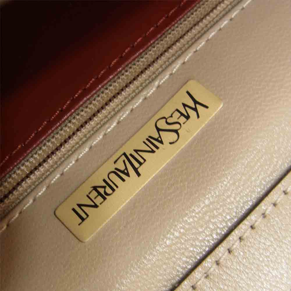 YVES SAINT LAURENT イヴサンローラン レザー プラップ ショルダー バッグ ベージュ系【中古】