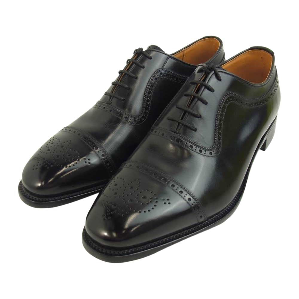 SCOTCH GRAIN スコッチグレイン HF0930 インペリアル フランス セミブローグ レザー ビジネス シューズ 27cmEEE ブラック系 27cm【新古品】【未使用】【中古】