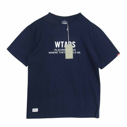 WTAPS ダブルタップス SCREEN TEE PLACING THINGS WHERE THEY SHOULD BE. ロゴ 半袖 Tシャツ ネイビー系 3【極上美品】【中古】