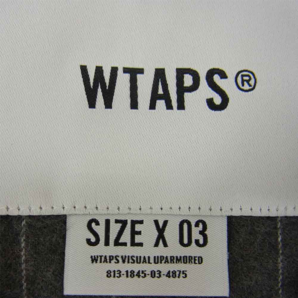 WTAPS ダブルタップス LEAGUE LS COTTON. FLANNEL. STRIPE ストライプ コットン フランネル リーグ ベースボール 長袖 シャツ グレー系 03【新古品】【未使用】【中古】