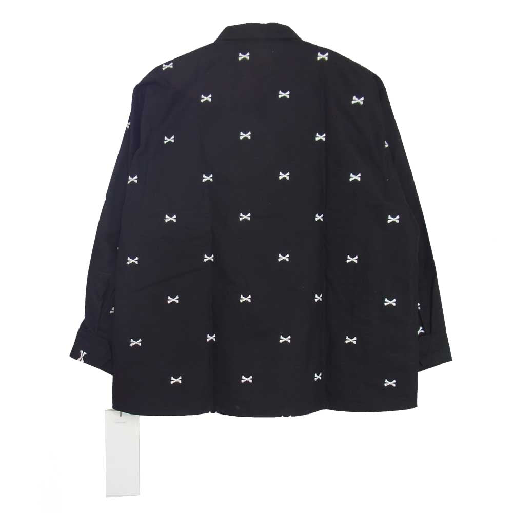 WTAPS ダブルタップス 22SS 221WVDT-SHM02 JUNGLE 01 LS COTTON. OXFORD. TEXTILE クロスボーン 刺繍 ジャングル サファリ ミリタリー ジャケット ブラック系 03【新古品】【未使用】【中古】