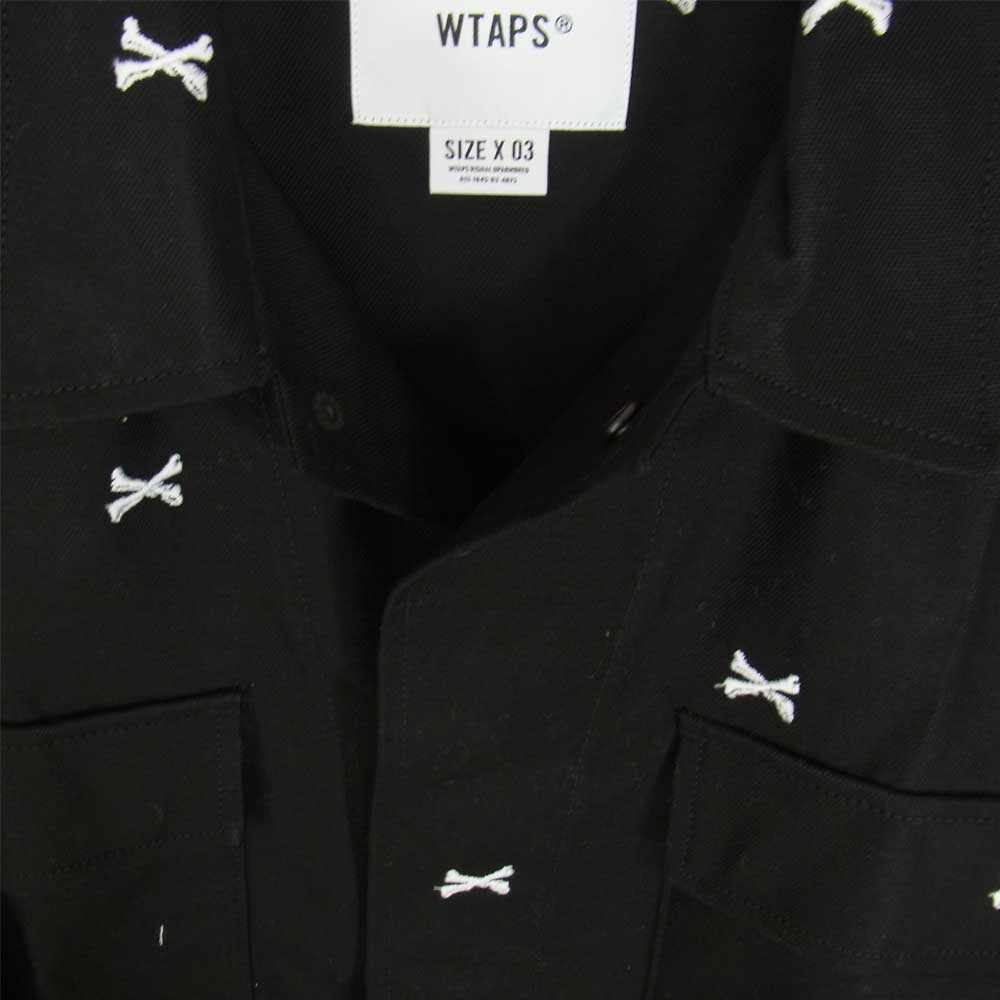 WTAPS ダブルタップス 22SS 221WVDT-SHM02 JUNGLE 01 LS COTTON. OXFORD. TEXTILE クロスボーン 刺繍 ジャングル サファリ ミリタリー ジャケット ブラック系 03【新古品】【未使用】【中古】