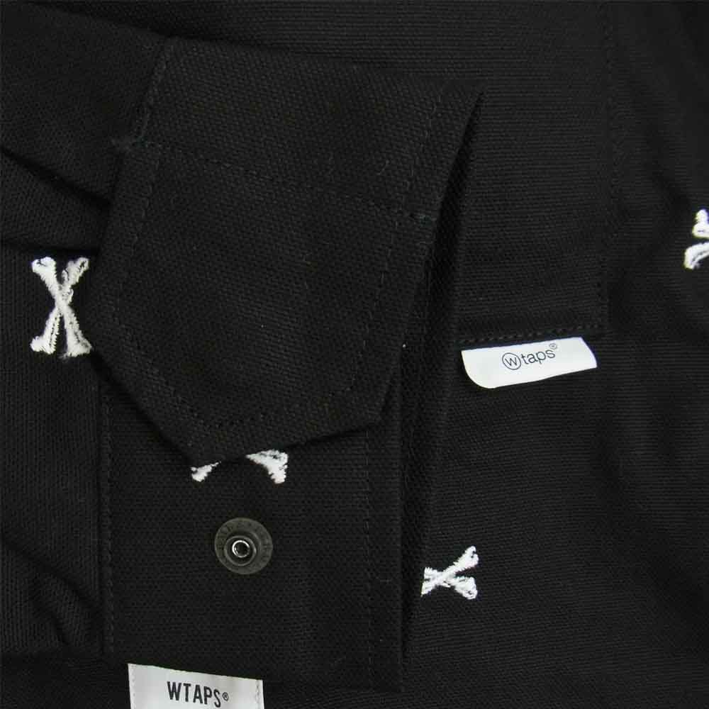 WTAPS ダブルタップス 22SS 221WVDT-SHM02 JUNGLE 01 LS COTTON. OXFORD. TEXTILE クロスボーン 刺繍 ジャングル サファリ ミリタリー ジャケット ブラック系 03【新古品】【未使用】【中古】