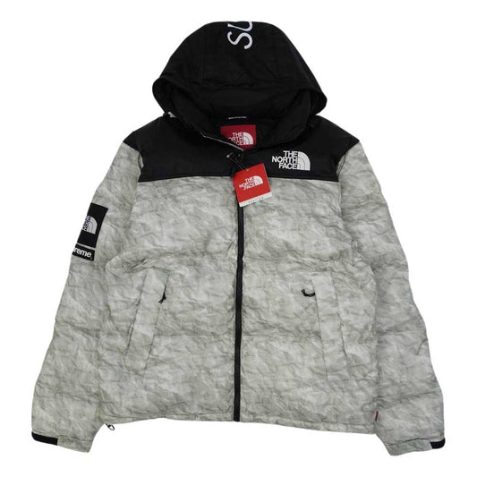 Supreme シュプリーム 19AW ND91806I × THE NORTH FACE ノースフェイス Paper Print Nuptse Jacket ペーパー 紙 プリント ヌプシ ダウン ジャケット ホワイト系 ブラック系 M【新古品】【未使用】【中古】