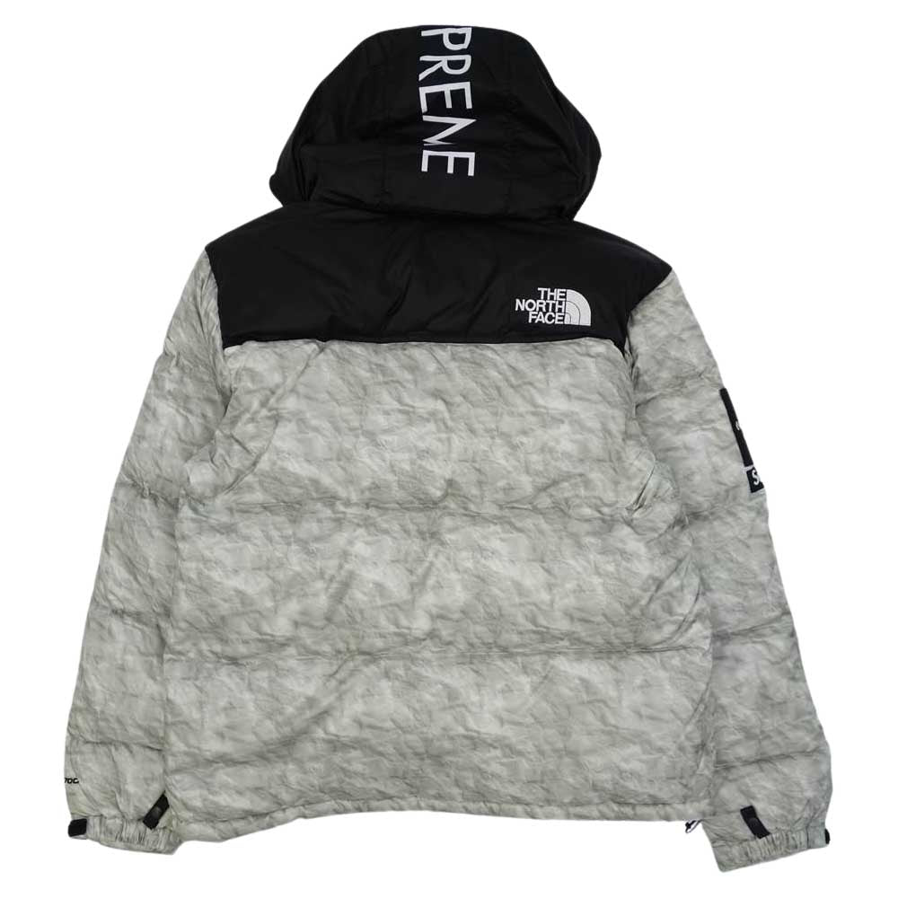 Supreme シュプリーム 19AW ND91806I × THE NORTH FACE ノースフェイス Paper Print Nuptse Jacket ペーパー 紙 プリント ヌプシ ダウン ジャケット ホワイト系 ブラック系 M【新古品】【未使用】【中古】