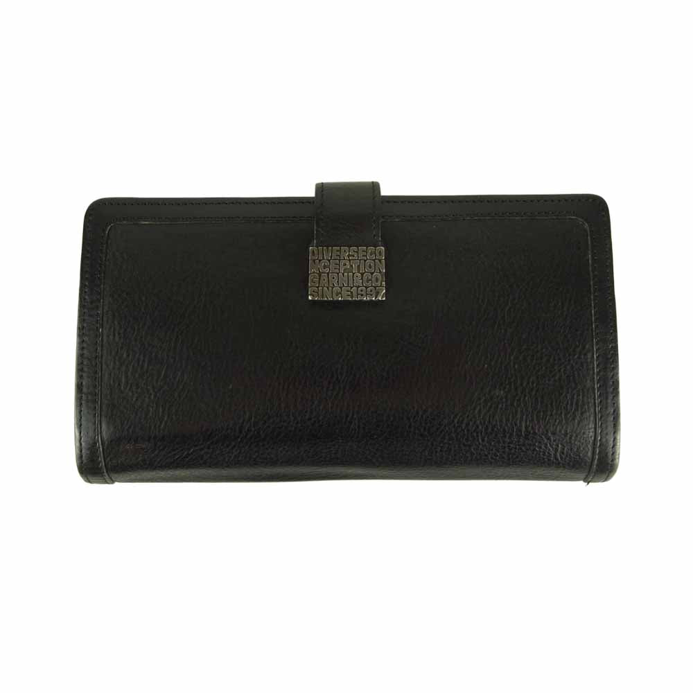 GARNI ガルニ シルバー925パーツ付き レザー ロングウォレット 長財布 ブラック系【中古】