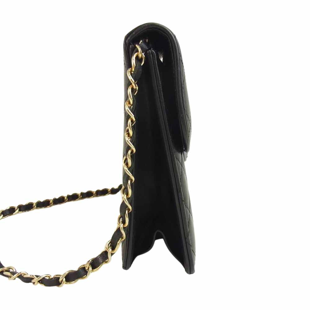 CHANEL シャネル マトラッセ ラムスキン シングル チェーン ショルダーバッグ ブラック系【中古】