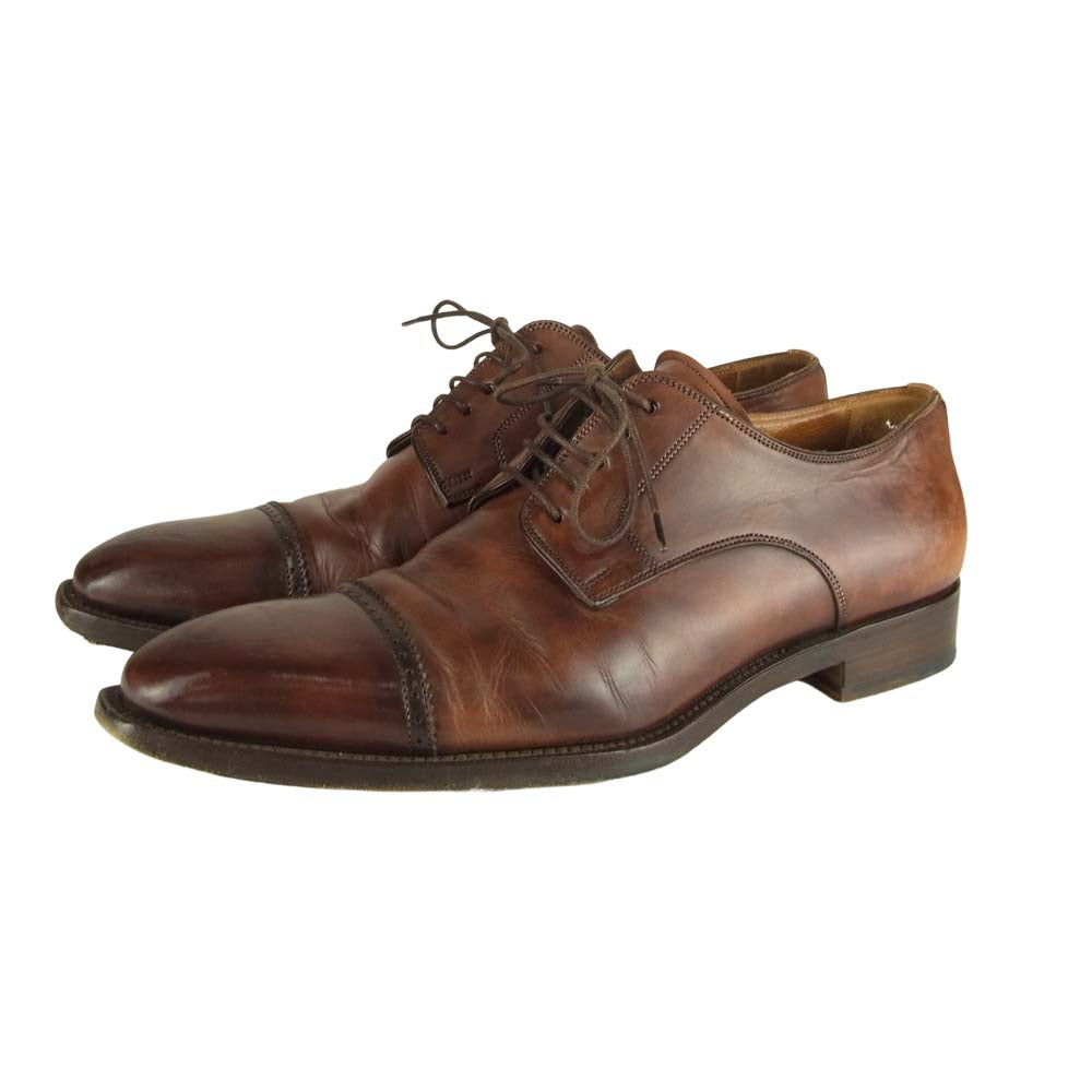 Santoni サントーニ パンチド キャップ トゥ  レザー ビジネス シューズ ブラウン系 6【中古】