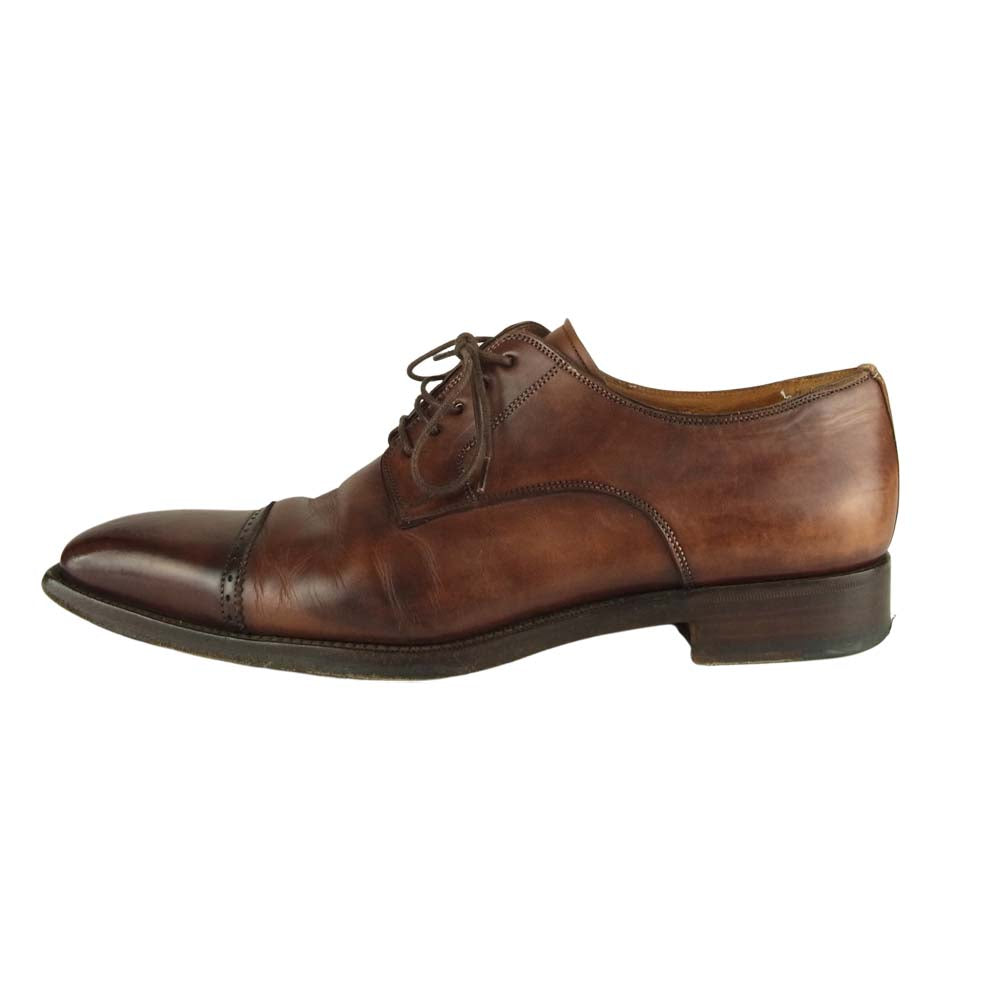 Santoni サントーニ パンチド キャップ トゥ  レザー ビジネス シューズ ブラウン系 6【中古】