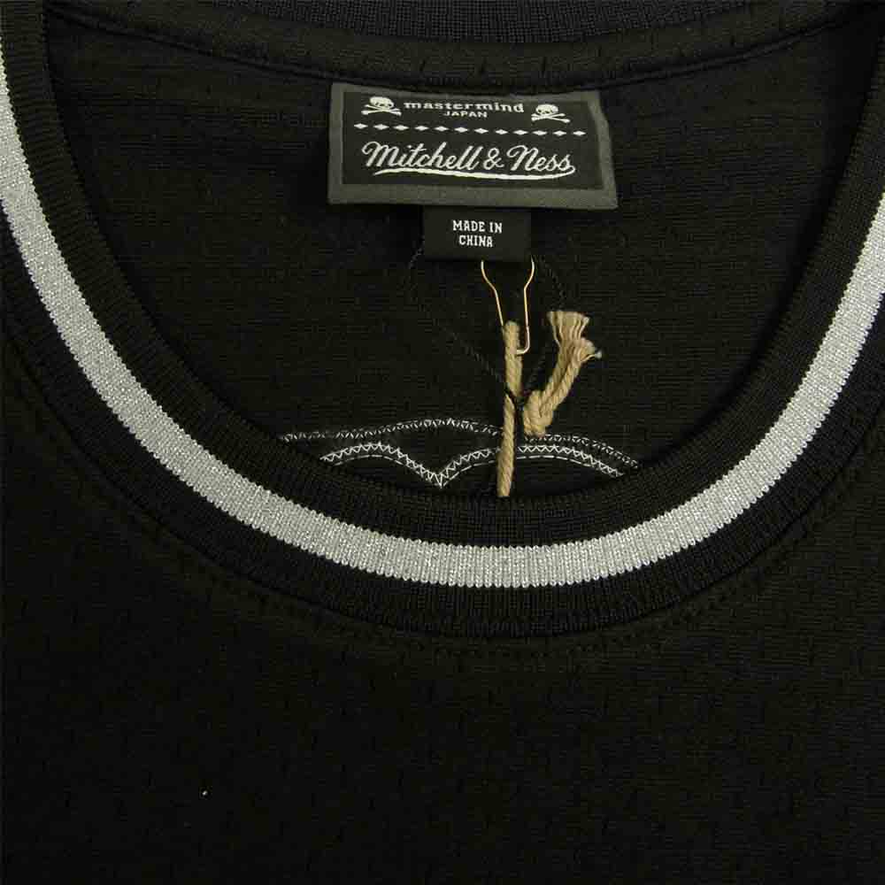 mastermind JAPAN マスターマインドジャパン 997-0251701 × Mitchell&Ness ミッチェルアンドネス Jersey Tee バックスタイルロゴ ジャージ メッシュ Tシャツ ブラック系 XL【新古品】【未使用】【中古】