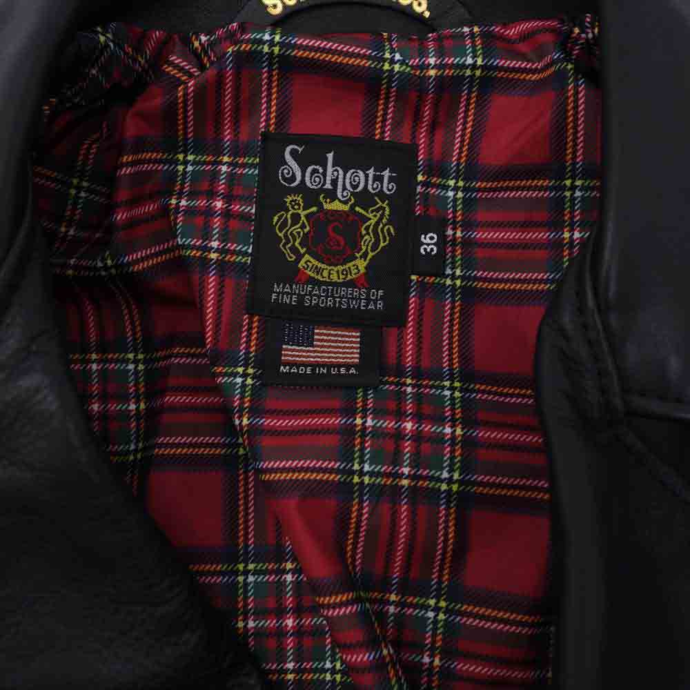mastermind JAPAN マスターマインドジャパン 996-9217613 × Schott ショット USA製 7598 ダブル ライダース ジャケット レザージャケット ブラック系 36【新古品】【未使用】【中古】