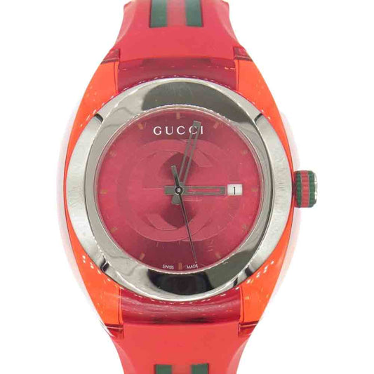 GUCCI グッチ YA137103 137.1 SYNC シンク クオーツ リストウォッチ レッド系【中古】