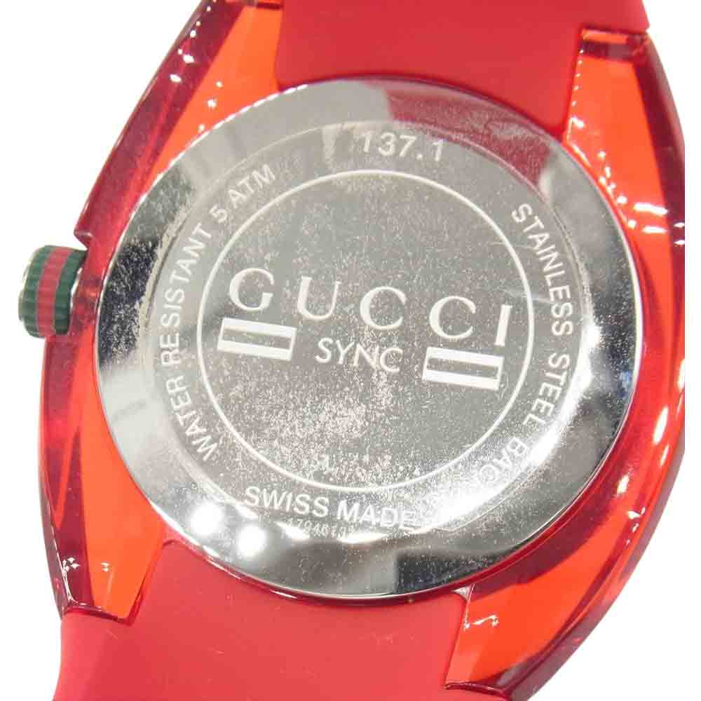 GUCCI グッチ YA137103 137.1 SYNC シンク クオーツ リストウォッチ レッド系【中古】