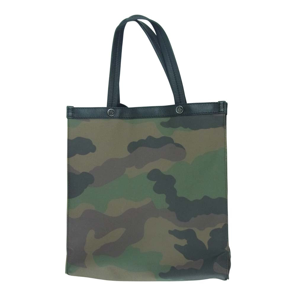 MONCLER モンクレール MATHIAS BORSA カモ ロゴ レザー トート バッグ カーキ系【中古】