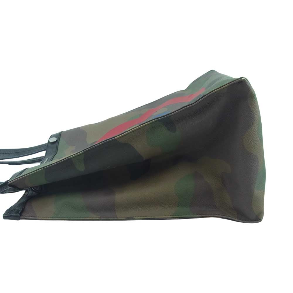 MONCLER モンクレール MATHIAS BORSA カモ ロゴ レザー トート バッグ カーキ系【中古】