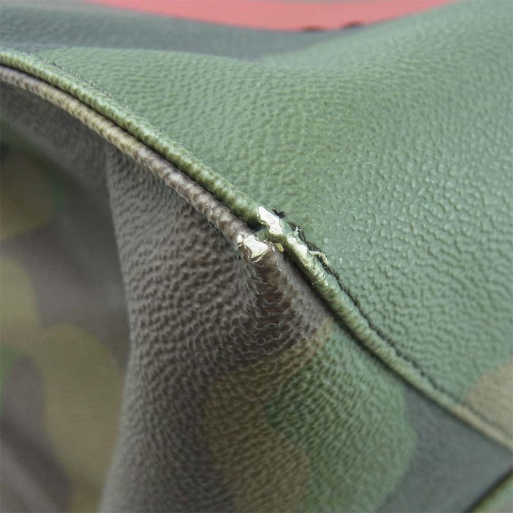 MONCLER モンクレール MATHIAS BORSA カモ ロゴ レザー トート バッグ カーキ系【中古】