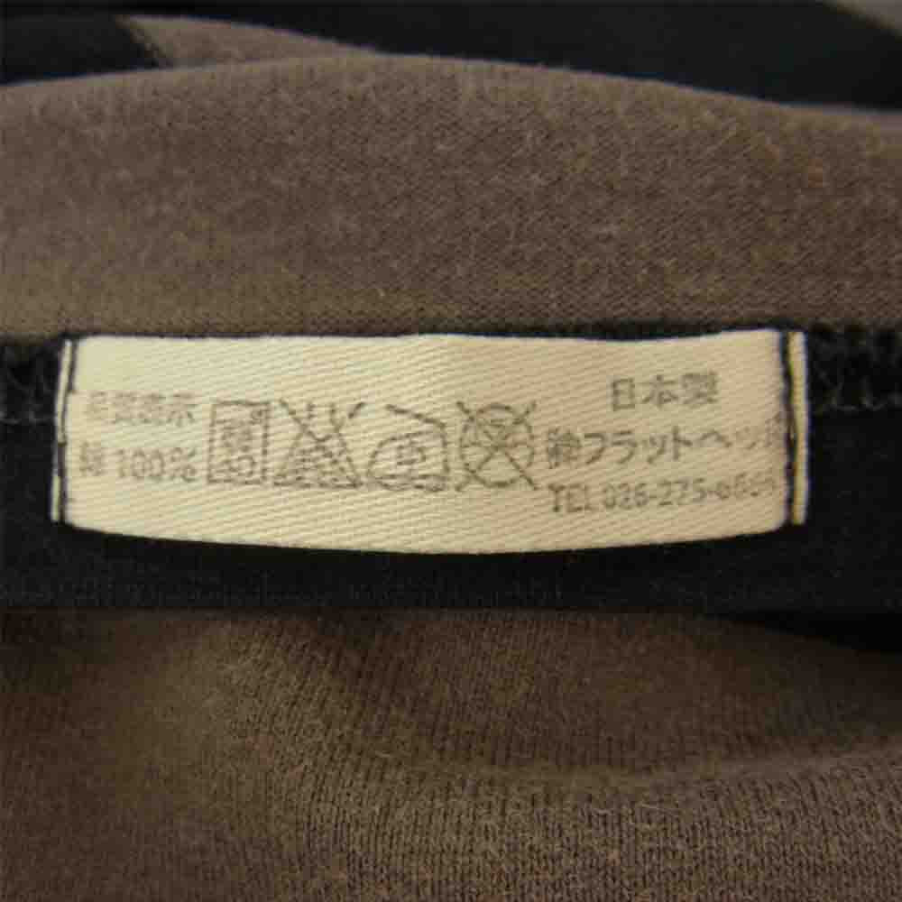 THE FLAT HEAD ザフラットヘッド BLACK MINT ブラックミント ボーダー プリント Tシャツ ブラウン系 38【中古】