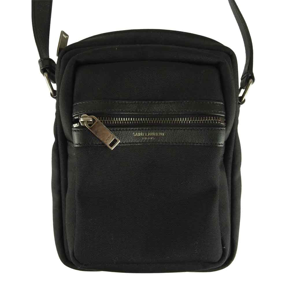 SAINT LAURENT サンローラン 581700-9w0bd-1000 SID POUCH IN CANVAS AND LEATHER クロスボディ バッグ ブラック系【中古】