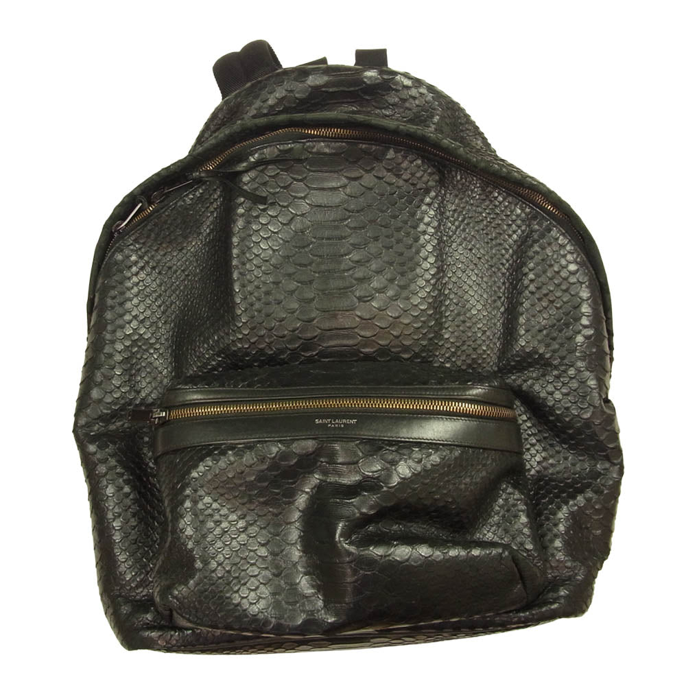 SAINT LAURENT サンローラン vnz 435988 0916 パイソンレザー バックパック リュック ブラック系【中古】