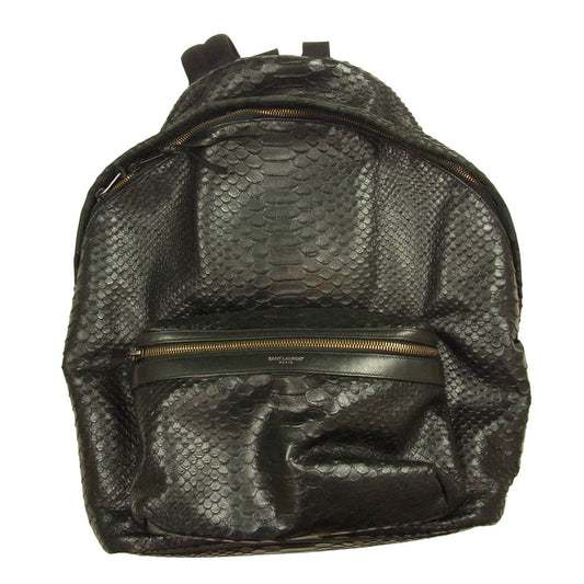 SAINT LAURENT サンローラン vnz 435988 0916 パイソンレザー バックパック リュック ブラック系【中古】